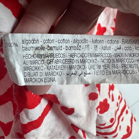 Zara Button Down Poplin Top Womens S Small Red White Long Sleeves - Picture 4 of 6